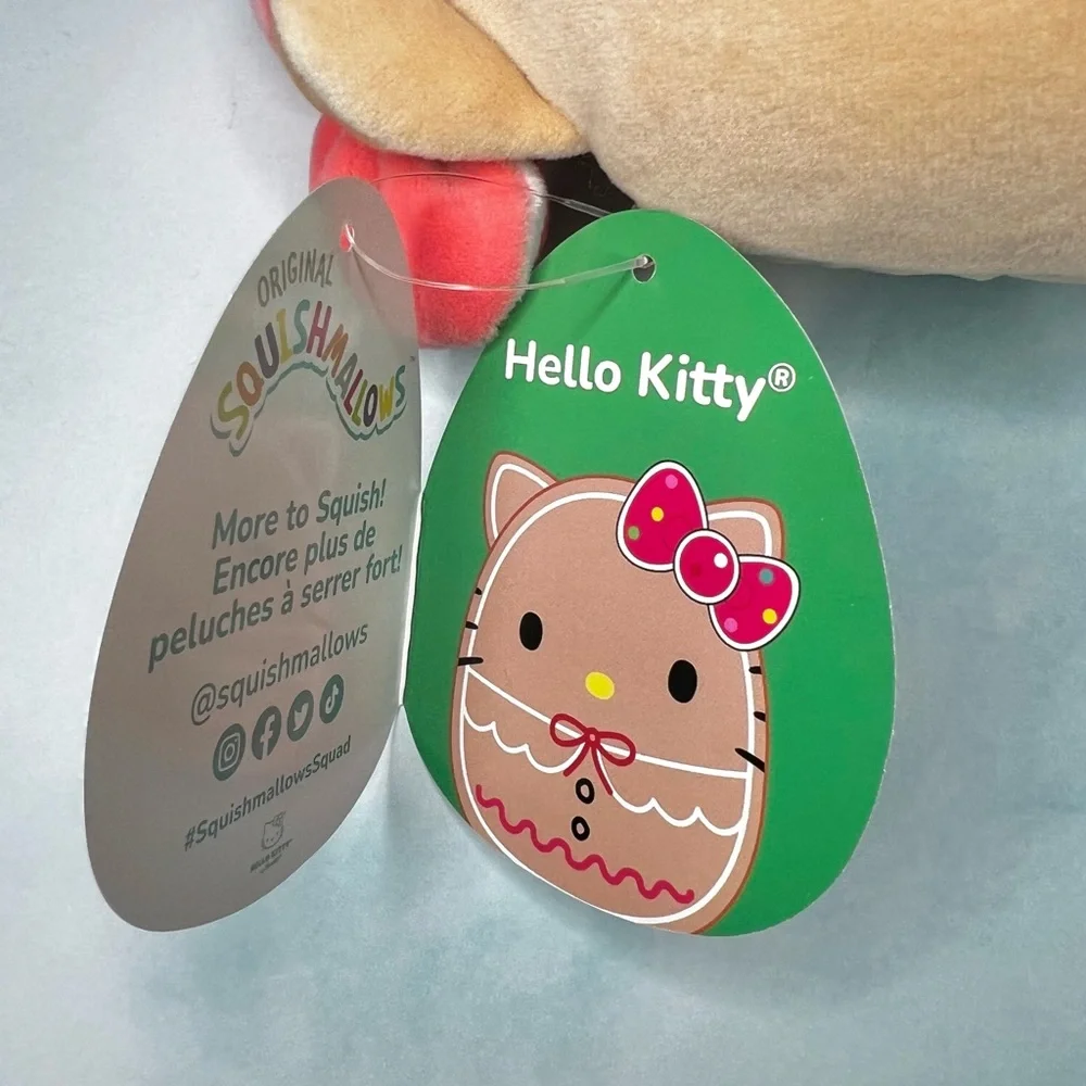 Hello Kitty Squishmallow Gingerbread Holiday Plush NEW NWT